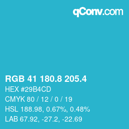 カラーコード: RGB 41 180.8 205.4 | qconv.com