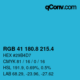 カラーコード: RGB 41 180.8 215.4 | qconv.com