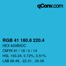 カラーコード: RGB 41 180.8 220.4 | qconv.com