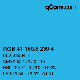 カラーコード: RGB 41 180.8 230.4 | qconv.com