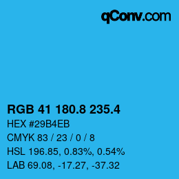 カラーコード: RGB 41 180.8 235.4 | qconv.com