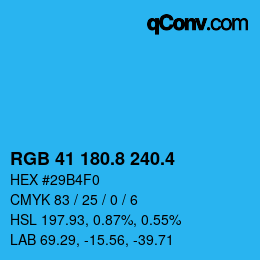 カラーコード: RGB 41 180.8 240.4 | qconv.com