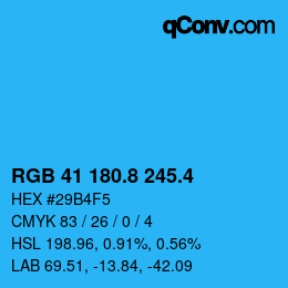 カラーコード: RGB 41 180.8 245.4 | qconv.com
