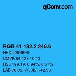 カラーコード: RGB 41 182.2 248.6 | qconv.com