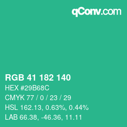 Color code: RGB 41 182 140 | qconv.com