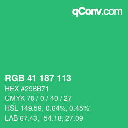 Color code: RGB 41 187 113 | qconv.com