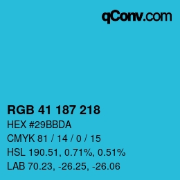 Color code: RGB 41 187 218 | qconv.com