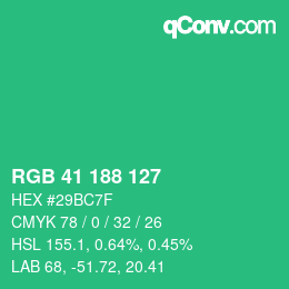 Color code: RGB 41 188 127 | qconv.com