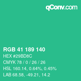 Color code: RGB 41 189 140 | qconv.com