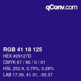 颜色代码: RGB 41 18 125 | qconv.com