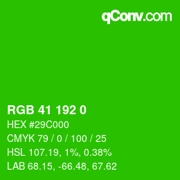 カラーコード: RGB 41 192 0 | qconv.com