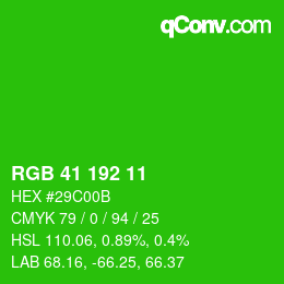 Color code: RGB 41 192 11 | qconv.com