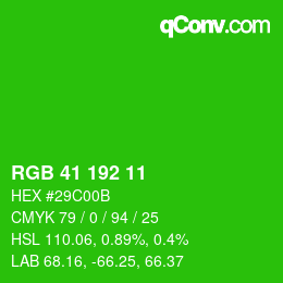 Color code: RGB 41 192 11 | qconv.com