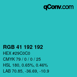 Color code: RGB 41 192 192 | qconv.com