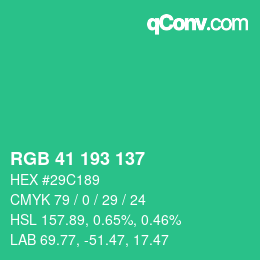 Color code: RGB 41 193 137 | qconv.com