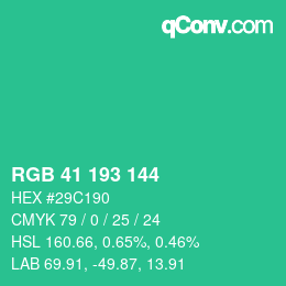 Color code: RGB 41 193 144 | qconv.com