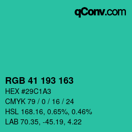Color code: RGB 41 193 163 | qconv.com