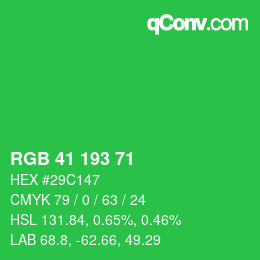 Color code: RGB 41 193 71 | qconv.com