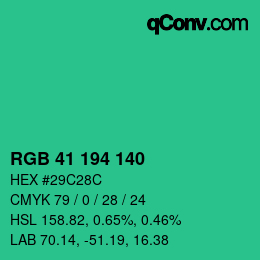 Color code: RGB 41 194 140 | qconv.com
