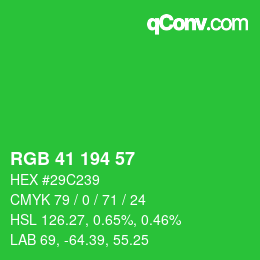 Color code: RGB 41 194 57 | qconv.com