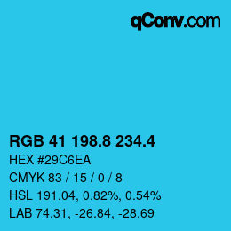 カラーコード: RGB 41 198.8 234.4 | qconv.com
