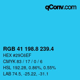 カラーコード: RGB 41 198.8 239.4 | qconv.com