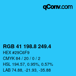 カラーコード: RGB 41 198.8 249.4 | qconv.com