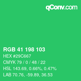 Color code: RGB 41 198 103 | qconv.com
