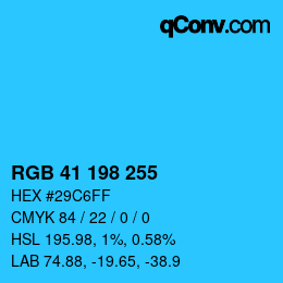 Color code: RGB 41 198 255 | qconv.com