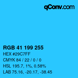 Color code: RGB 41 199 255 | qconv.com