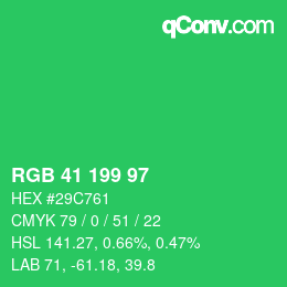Color code: RGB 41 199 97 | qconv.com