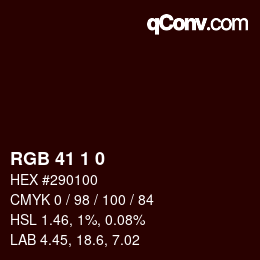 颜色代码: RGB 41 1 0 | qconv.com
