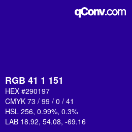 Color code: RGB 41 1 151 | qconv.com