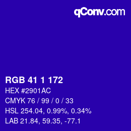 カラーコード: RGB 41 1 172 | qconv.com