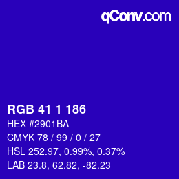 Color code: RGB 41 1 186 | qconv.com