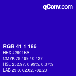 Color code: RGB 41 1 186 | qconv.com