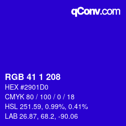 Color code: RGB 41 1 208 | qconv.com