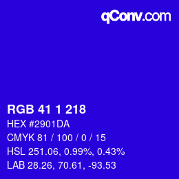 Color code: RGB 41 1 218 | qconv.com