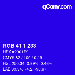 カラーコード: RGB 41 1 233 | qconv.com