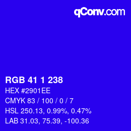 Color code: RGB 41 1 238 | qconv.com