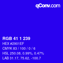 Color code: RGB 41 1 239 | qconv.com