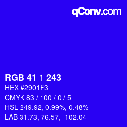 Color code: RGB 41 1 243 | qconv.com