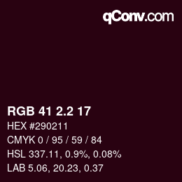 カラーコード: RGB 41 2.2 17 | qconv.com