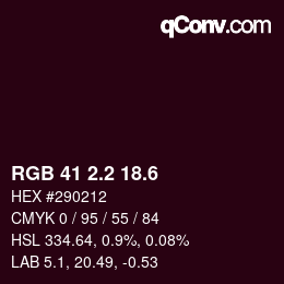 カラーコード: RGB 41 2.2 18.6 | qconv.com