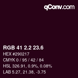 カラーコード: RGB 41 2.2 23.6 | qconv.com