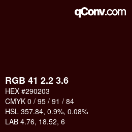 カラーコード: RGB 41 2.2 3.6 | qconv.com
