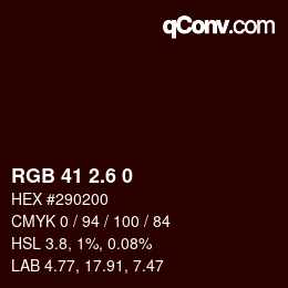 カラーコード: RGB 41 2.6 0 | qconv.com