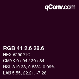 カラーコード: RGB 41 2.6 28.6 | qconv.com