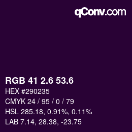 カラーコード: RGB 41 2.6 53.6 | qconv.com