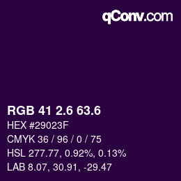 カラーコード: RGB 41 2.6 63.6 | qconv.com